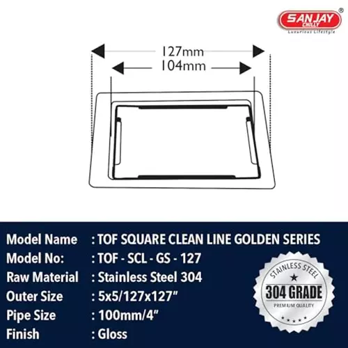 sanjay-chilly-square-floor-drainer-silver-127-x-127-mm-tof-scl-gs-127