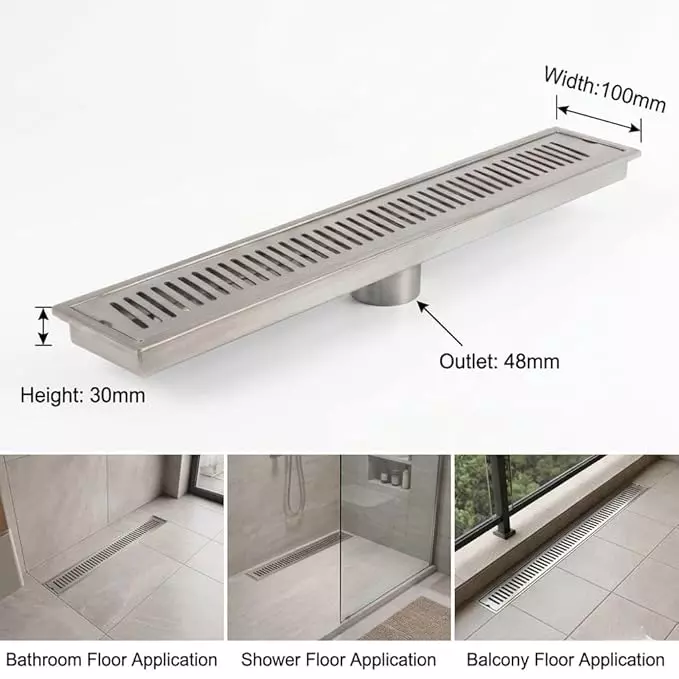 vida-bath-linear-track-shower-drain-with-centre-outlet-stainless-steel-anti-odor-anti-clog-900-mm-36-inch