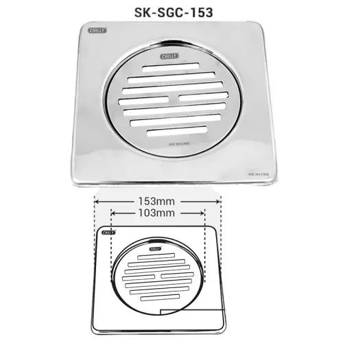 Chilly 153x153 mm Drainer/Jali Stainless Steel Glossy Finish Silver, SK-SGC-153