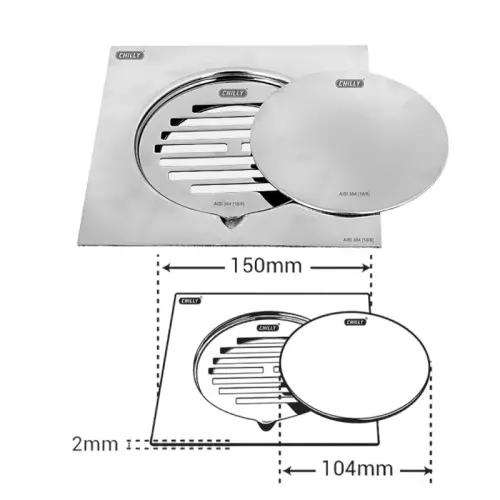 Chilly 150x150 mm Drainer/Jali Stainless Steel Glossy Finish Silver, IK-LSMHC-150