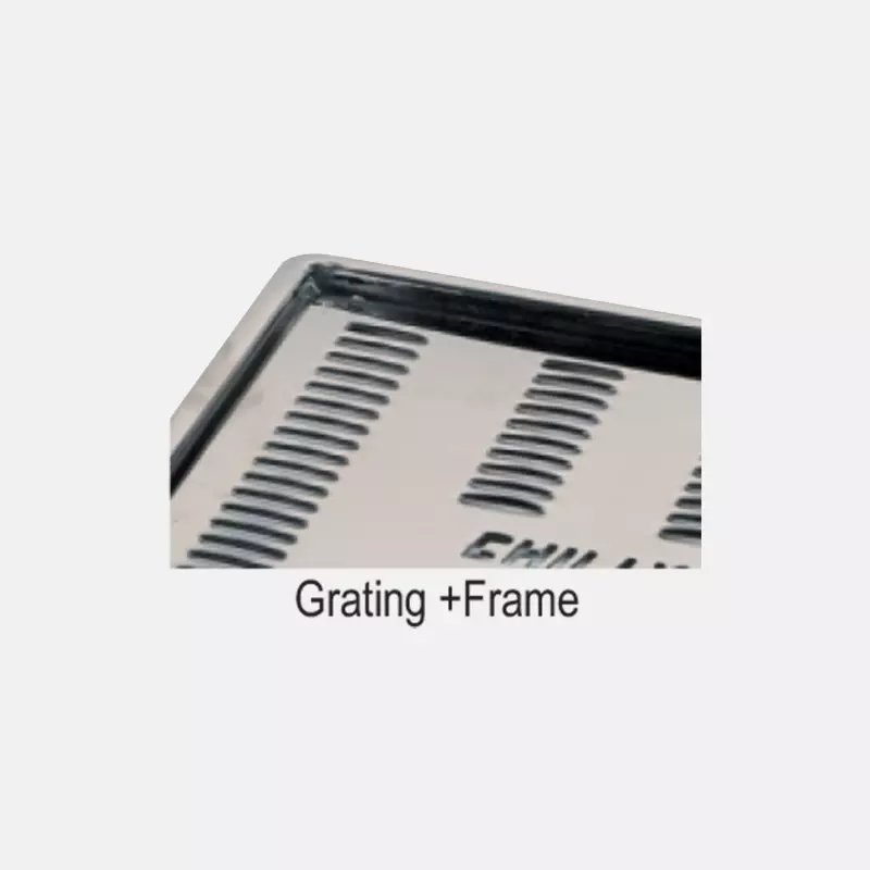 Chilly 300x75 mm Rail Grating with Frame Stainless Steel Glossy Finish Silver, RLG-30075