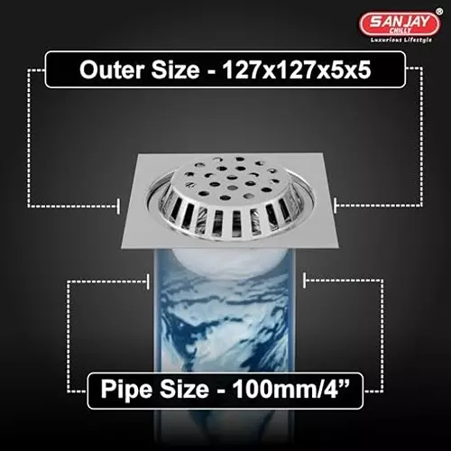 Sanjay Chilly Roof Drainer Silver 127 x 127 mm (5 x 5 inch), RD-S-127