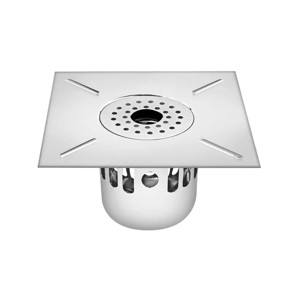 Sanjay Chilly Square Gypsy Floor Drainer with Cockroach Trap and Pipe Hole Silver 255 x 255 mm, ‎SCCT-SG-255