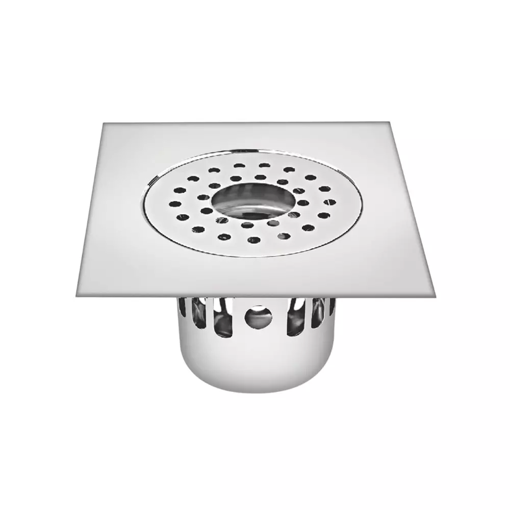 Sanjay Chilly Square Gypsy Floor Drainer with Cockroach Trap and Pipe Hole Silver 200 x 200 mm, ‎SCCT-SG-200