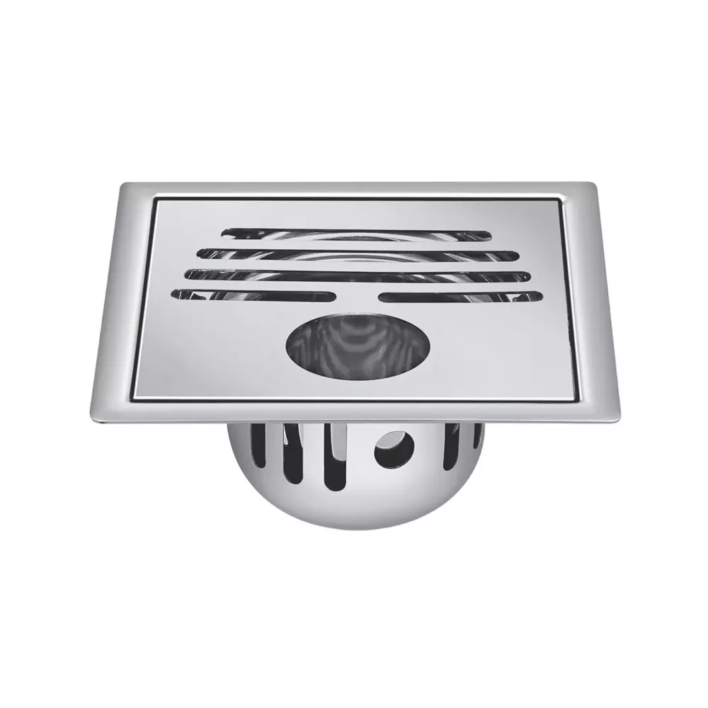 Sanjay Chilly Square Classic Gypsy Golden Floor Drainer with Cockroach Trap and Pipe Hole Silver 153 x 153 mm, ‎SCCT-SCG-GS-153