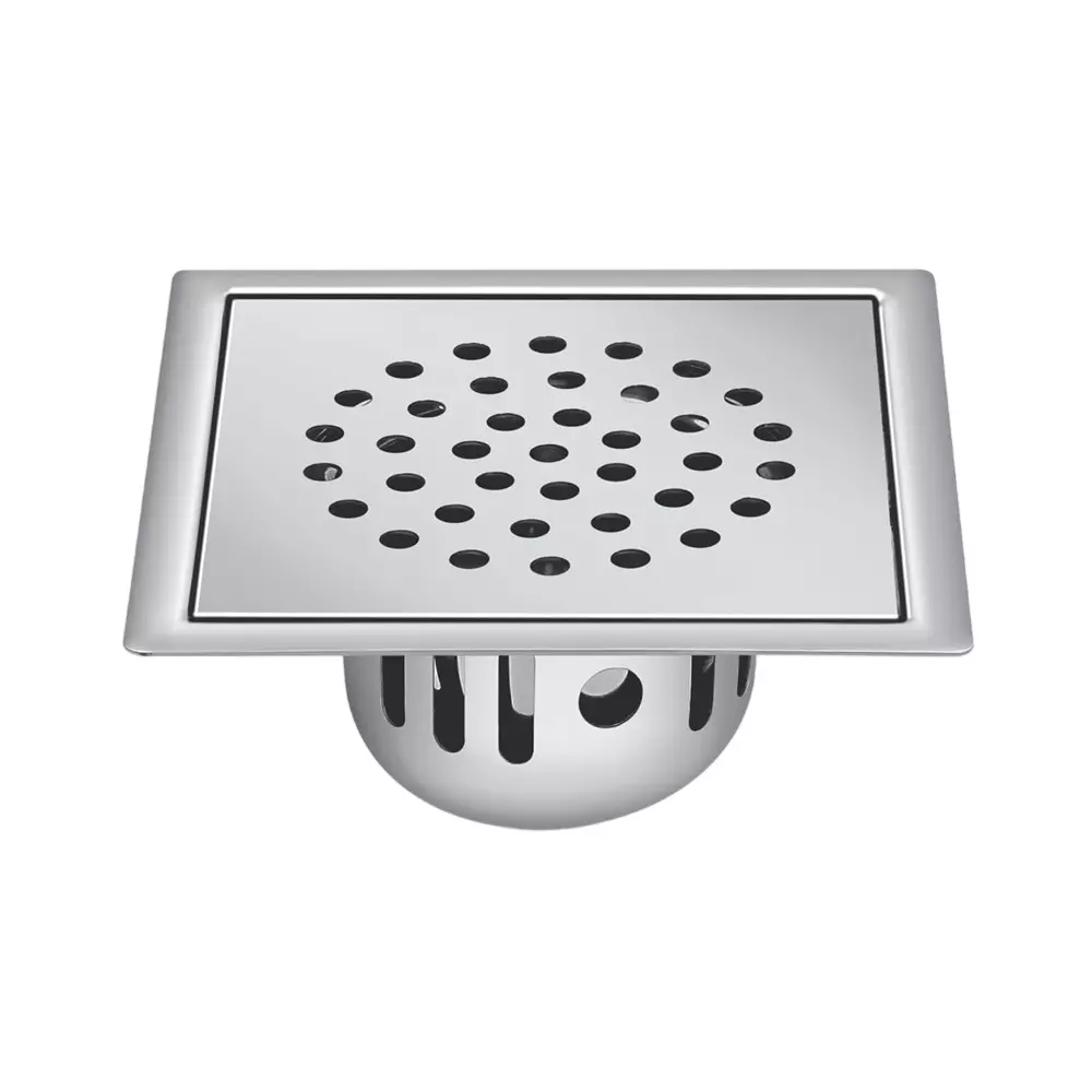 Sanjay Chilly Square Golden Floor Drainer with Cockroach Trap Silver 153 x 153 mm, ‎SCCT-S-GS-153