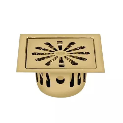Sanjay Chilly Square Ezee Floor Drainer With Cockroach Trap French Gold 127 x 127 mm, SCCT-SE-FG-127