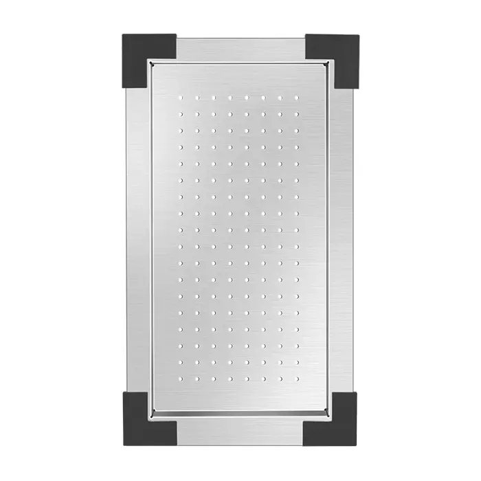 Nirali BG Add Ons Big Veg-Tray 280x482x50 mm (11x19x2 inch) Hairline Satin Finish Stainless Steel Round Hole