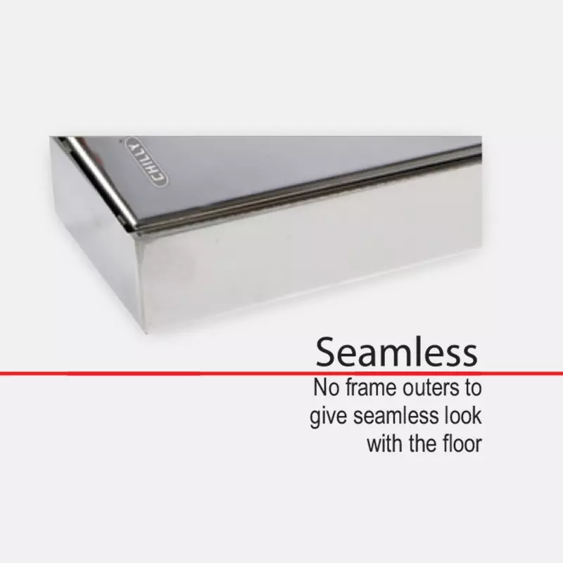 Chilly Marbella Reflecta 600x100x35 mm Seamless Drain Channel Glossy Finish Silver, SC-MR-600100