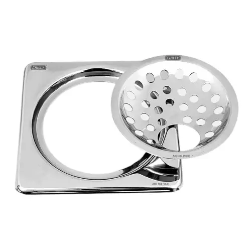 Chilly 127x127 mm Drainer/Jali Stainless Steel Matt Finish Silver, SK-SGFCL-127