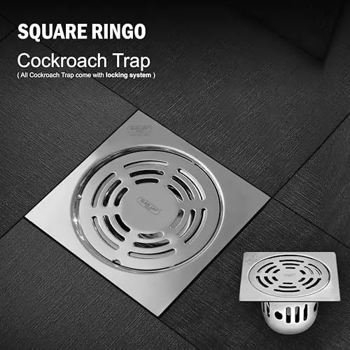 Sanjay Chilly Square Ringo Floor Drainer with Cockroach Trap Sliver 76 x 76 mm, ‎SCCT-SR-76