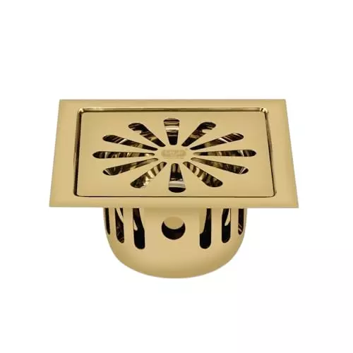 Sanjay Chilly Square Ezee Floor Drainer with Cockroach Trap French Gold 153 x 153 mm, SCCT-SE-FG-153