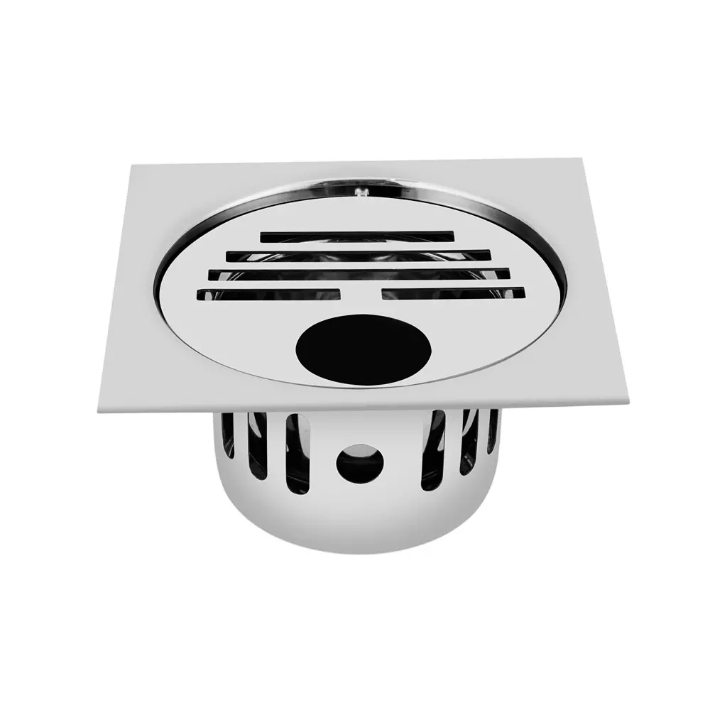 Sanjay Chilly Square Classic Gypsy Floor Drainer with Cockroach Trap and Pipe Hole Silver 127 x 127 mm, ‎SCCT-SCG-127