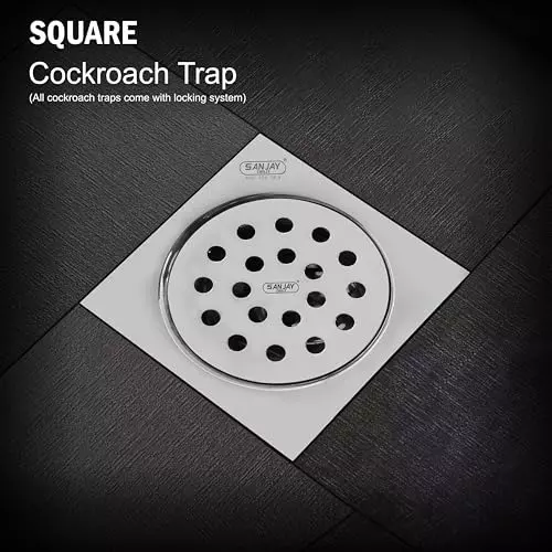 Sanjay Chilly Square Floor Drainer with Cockroach Trap Silver 101 x 101 mm, ‎SCCT-S-101