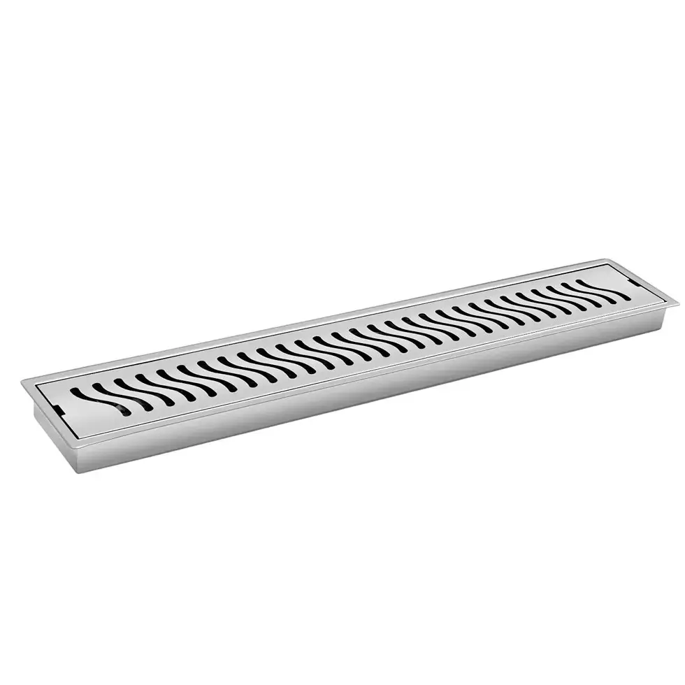 Sanjay Chilly Wave Shower Drain Channel Silver Side Hole 100 x 1500 mm, SCDW- 1500