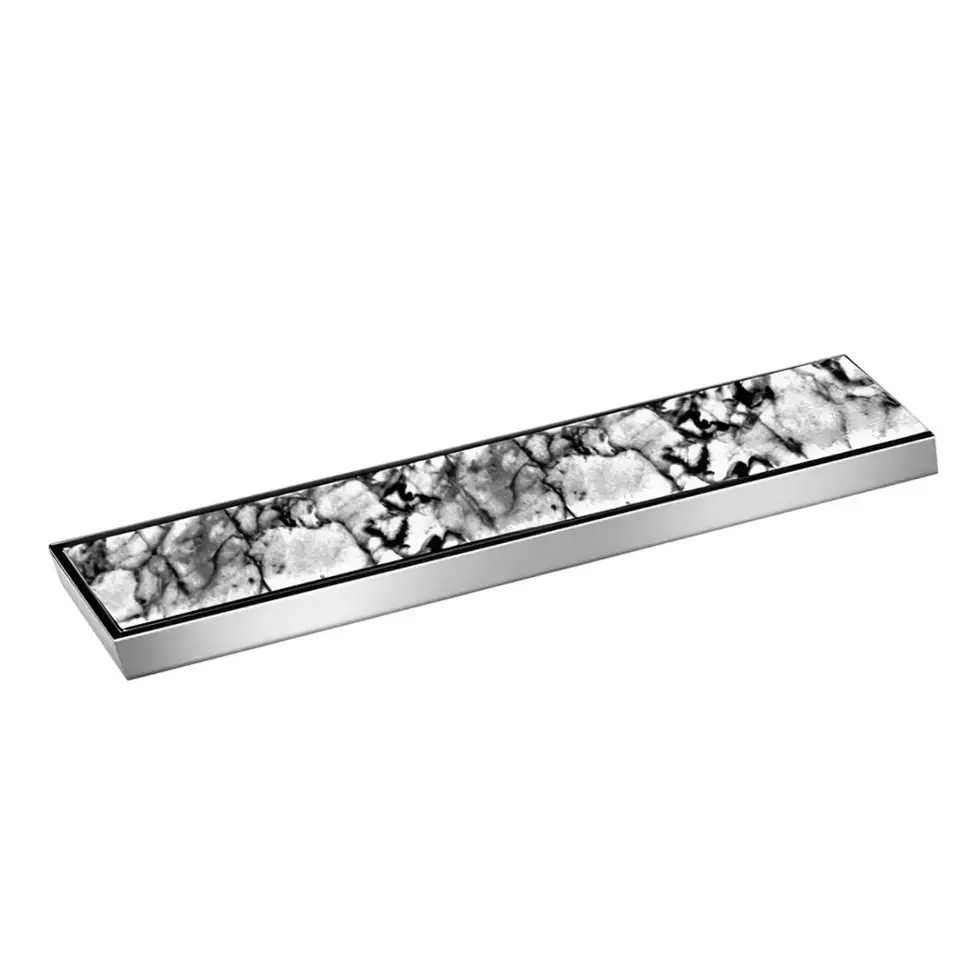 Sanjay Chilly Marble Shower Drain Channel Silver Side Hole 100 x 600 mm, SCDTD-600