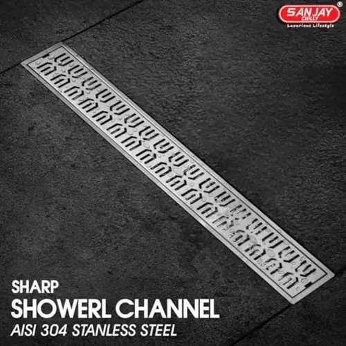 Sanjay Chilly Sharp Shower Drain Channel Silver Side Hole 100 x 1000 mm, SCDS- 1000