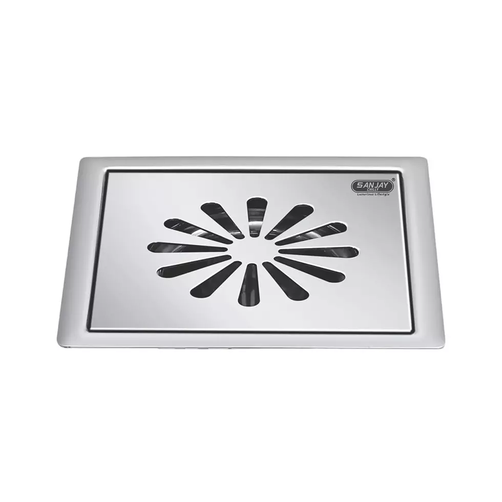 Sanjay Chilly Tof Square Ezee Floor Drainer Silver 153 x 153 mm, TOF-SE-GS-153