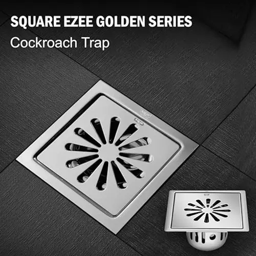 Sanjay Chilly Square Ezee Floor Drainer With Cockroach Trap Silver 127 x 127 mm, SCCT-SE-GS-127