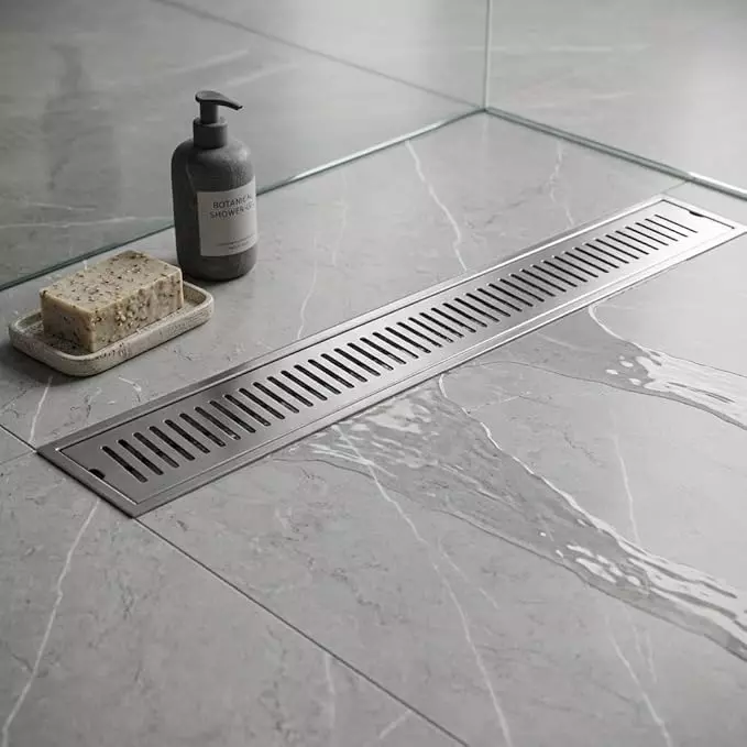 vida-bath-linear-track-shower-drain-with-centre-outlet-stainless-steel-anti-odor-anti-clog-300-mm-12-inch