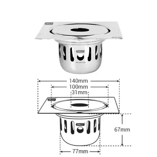 Chilly 140x140 mm Cockroach Trap Stainless Steel Matt Finish Silver, CCTL-SG-140