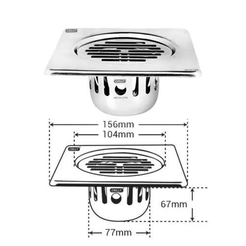 Chilly 156x156 mm Cockroach Trap Stainless Steel Glossy Finish Silver, CCT-SC-156