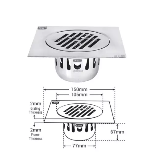 Chilly 150x150 mm Cockroach Trap Stainless Steel Glossy Finish Silver, CCTL-SMHCL-150