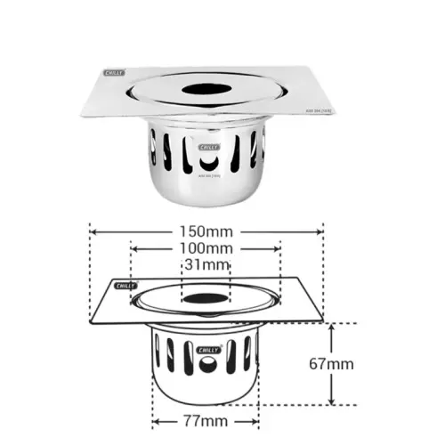 Chilly 150x150 mm Cockroach Trap Stainless Steel Glossy Finish Silver, CCTL-SG-150