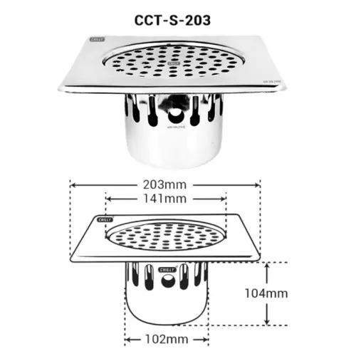 Chilly 203x203 mm Cockroach Trap Stainless Steel Glossy Finish Silver, CCT-S-203