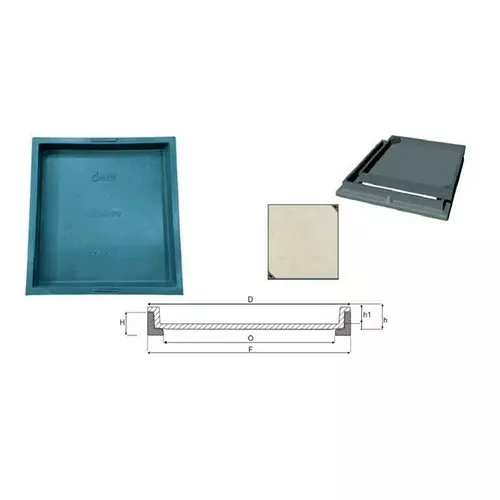 Dudhi Square FRP Recessed Cover with Frame 5000 Kg (5 Ton) Load Capacity, RCS-600