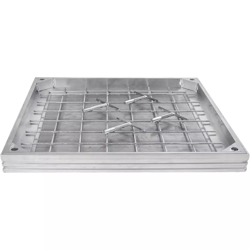 EMAC Recessed Manhole Cover Silver Aluminum 40x40x7.50 cm Size Protection From Dust, Gases And Contaminants