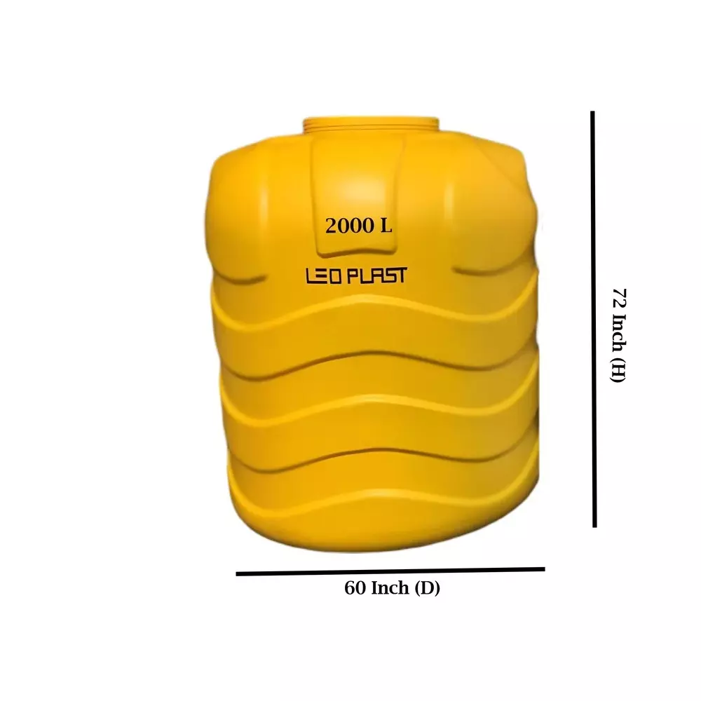 Leo Plast 2000 L Blow Moulded Water Tank HDPE Yellow 182.88x152.4 cm for Home