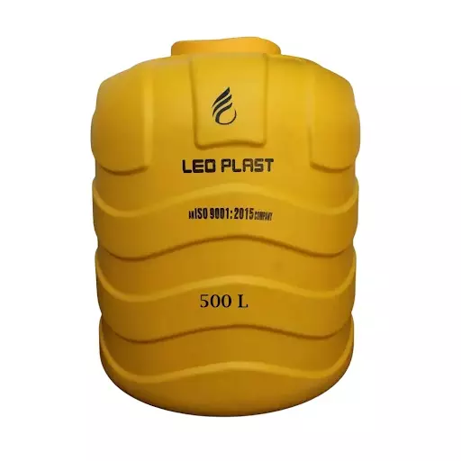 Leo Plast 500 L Blow Moulded Water Tank HDPE Yellow 81.28x76.2 cm for Home