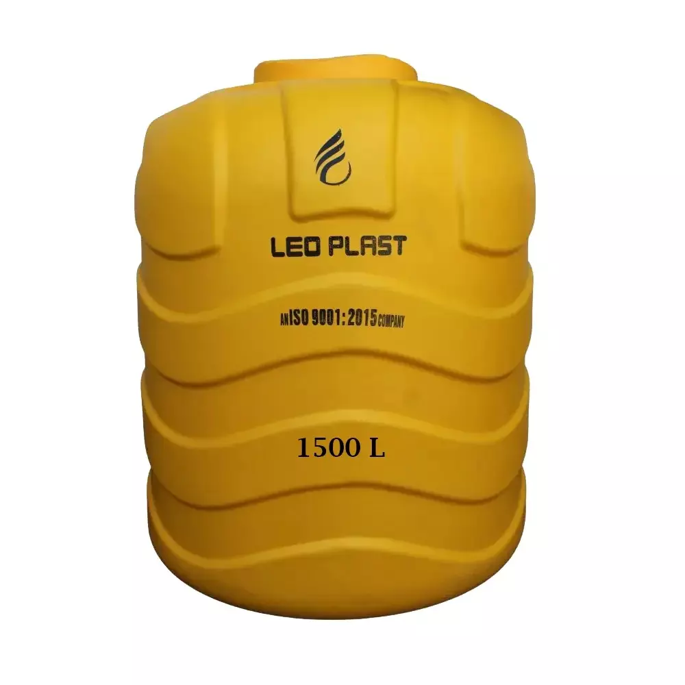 Leo Plast 1500 L Blow Moulded Water Tank HDPE Yellow 154.43x121.92 cm for Home