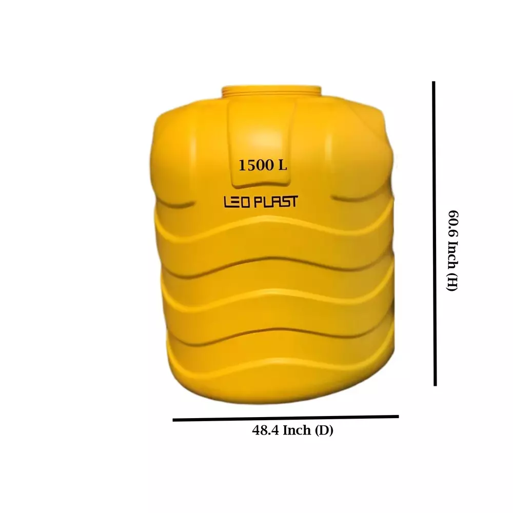 Leo Plast 1500 L Blow Moulded Water Tank HDPE Yellow 154.43x121.92 cm for Home