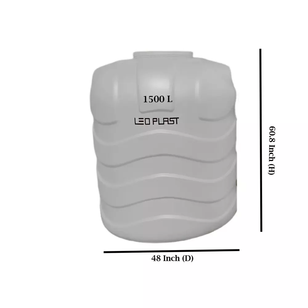 Leo Plast 1500 L Blow Moulded Water Tank HDPE White 154.43x121.92 cm for Home