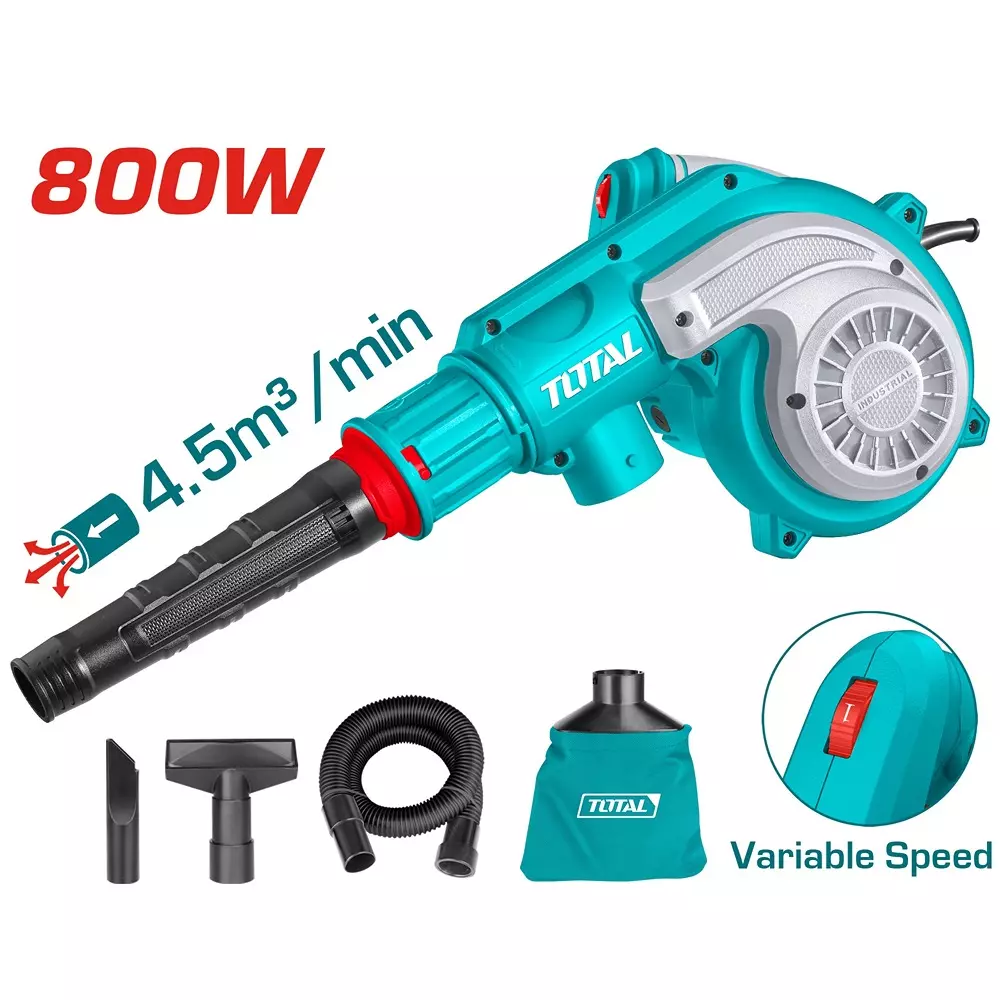 total-aspirator-blower-800-w-variable-speed-0-15000-rpm-with-dust-bag-nozzles-tb8036-with-flexible-tube