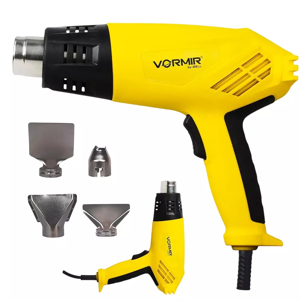 VORMIR Heavy Duty Heat Gun 2000 W Power Dual Temperature 50°C/600°C 250-500 L/min Air Flow with Nozzles, VR HG20-50