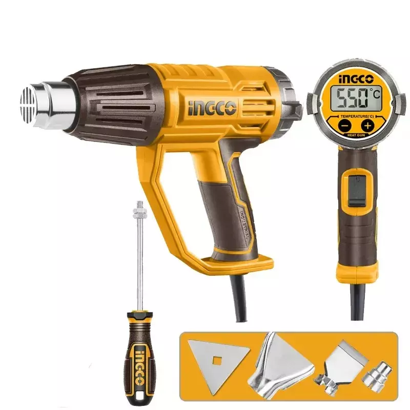 Ingco Electric Heat Gun with 3 Pcs Nozzle, 450/300/450 LPM Air Flow and 2000 W Power, HG200058