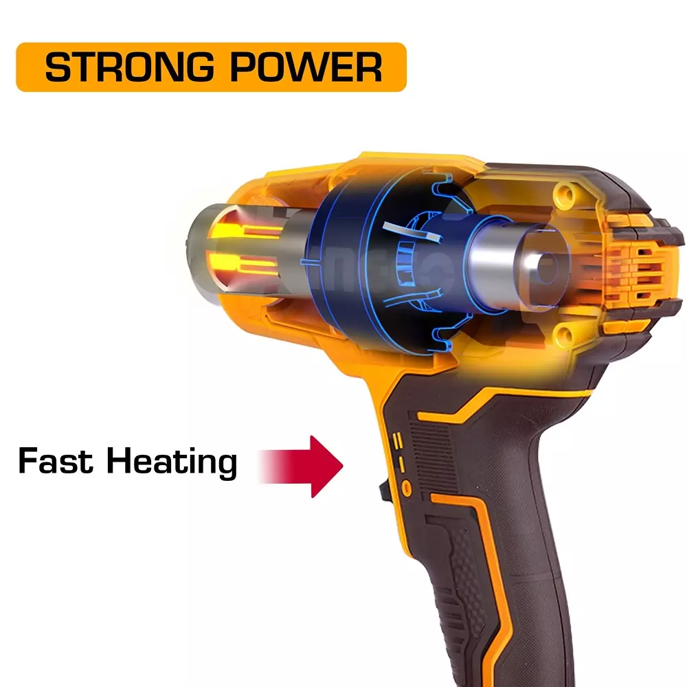 Ingco Cordless Heat Gun 300/550°C Temperature and 100/200 LPM Air Flow, HGLI20025