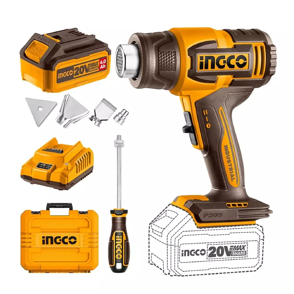 ingco-cordless-heat-gun-100200-lmin-air-flow-40-ah-battery-capacity-30-300c-30-580c-temperature-hgli20582