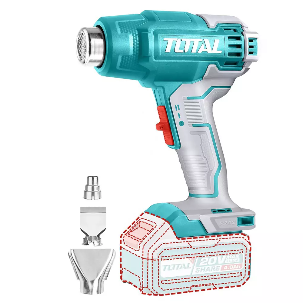 Total Lithium- Ion Heat Gun without Battery & Charger 20 V 100 / 200 L/min Air flow, TBLI2002 (1 Kit)