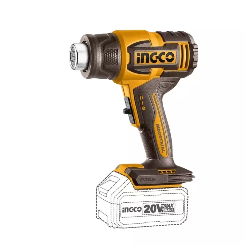 Ingco Cordless Heat Gun Set 20 V Battery Voltage 100/200 L/min Air Flow Rate with 1 Battery Pack & Charger, HGLI20065