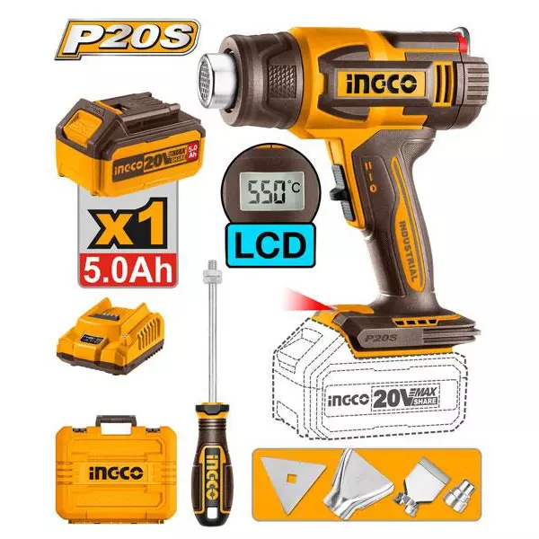 ingco-cordless-heat-gun-100200-lmin-air-flow-50-ah-battery-capacity-30-300c-30-550c-temperature-hgli20035