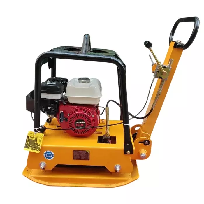 SACO PRO 6 Ton Plate Compactor Machine with Petrol GX 160 Engine, 5 HP Motor Power Metal Body in Yellow and Red Color