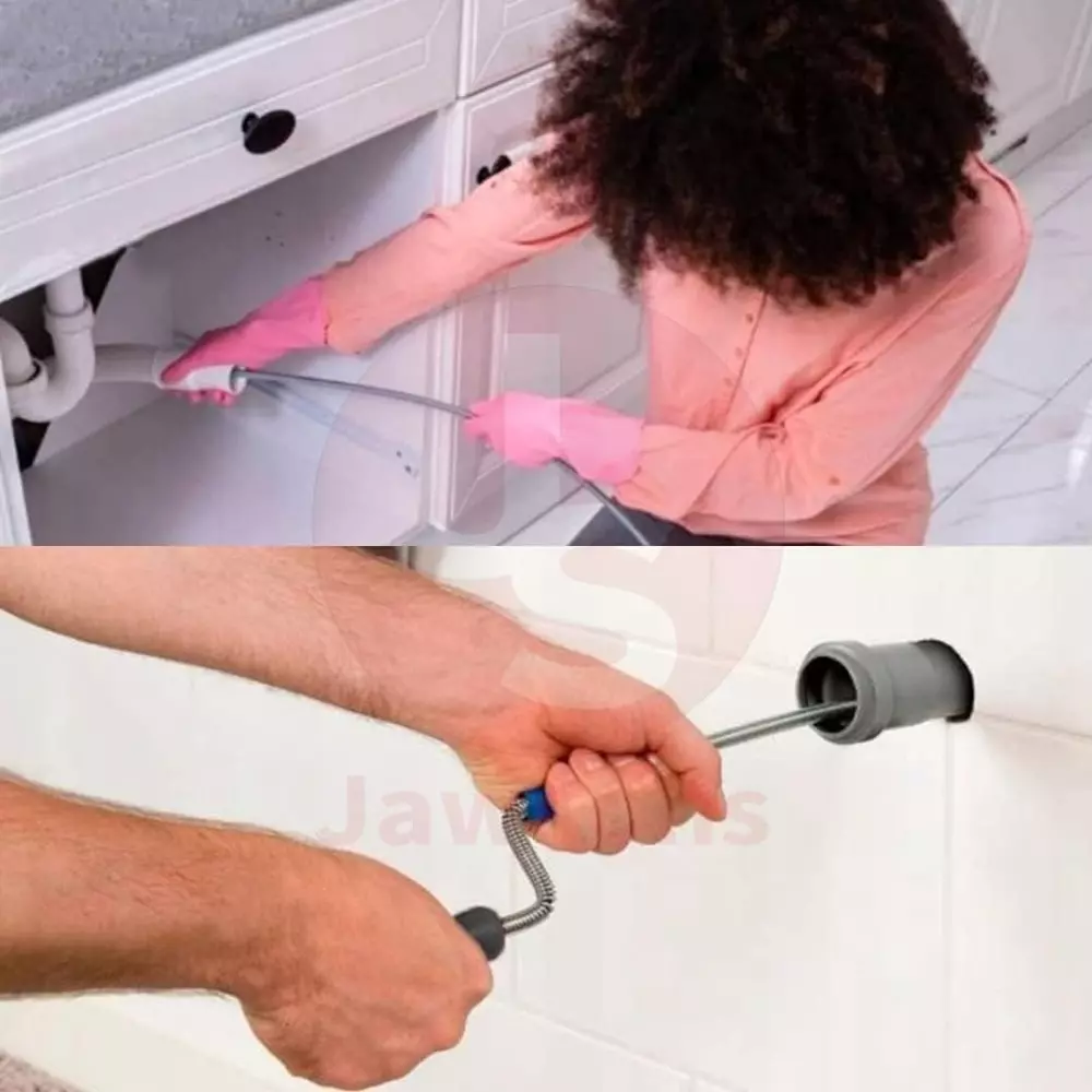 Jawsons Flexible Spring Wire Sink & Drain Cleaner 3 m for Clogs and Debris Removal from Sinks, Tubs, Showers and Pipes