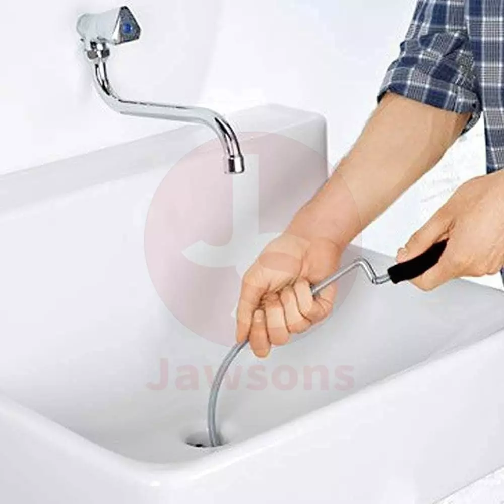 Jawsons Flexible Spring Wire Sink & Drain Cleaner 3 m for Clogs and Debris Removal from Sinks, Tubs, Showers and Pipes