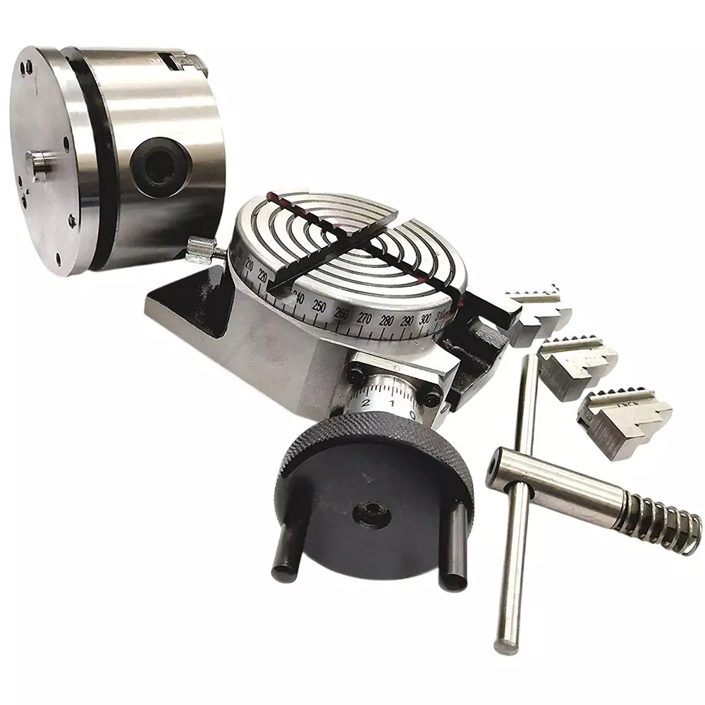 Assorts Rotary Table 100 mm (4 Inch) 100 mm 3 Jaw Self Centering Chuck