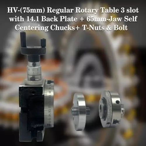 Assorts HV3 Rotary Table 75 mm (3 Inch) 65 mm 3 Jaw Self Centering Chuck 3 Slots