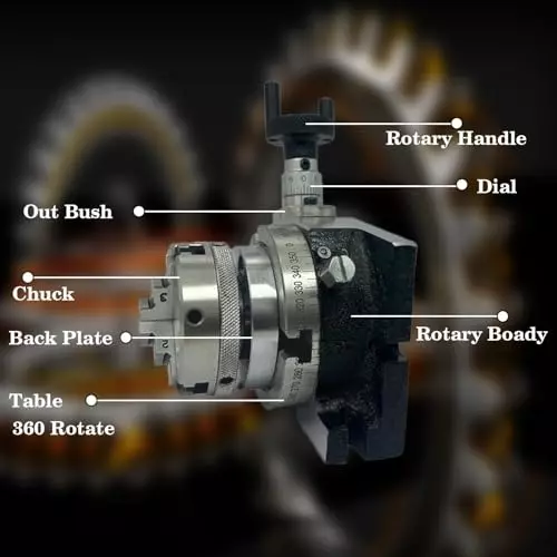 Assorts HV3 Rotary Table 75 mm (3 Inch) 65 mm 3 Jaw Self Centering Chuck 3 Slots